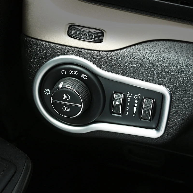 Хром головной светильник тумана отрегулировать кнопка включения прибора Панель Накладка для Jeep Cherokee KL 2014 2015