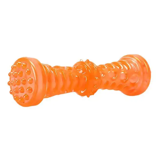 TPR Large Dog Bone Rubber Pet Toy Sound Strong Bite-Resistant Pets Teethbrush Toys Train Teeth Clean Chewing Perros Accessories Oragne M