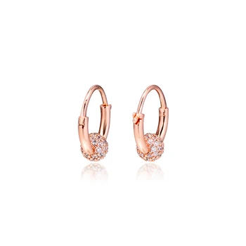 

CKK Silver 925 Jewelry Rose Pavé Bead Hoop Earrings For Women Gift Sterling Silver Original Earring