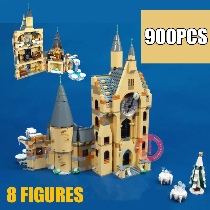 

2019 New 900PCS Clock Tower Castle Villa House Potter Figures Fit Model Building Kits Blocks Bricks 75948 Kids Toy Gift
