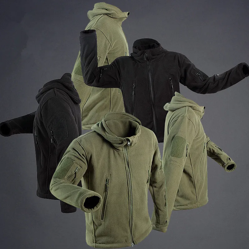 

Outdoor Winter Soft Shell Tactical Military Fishing Jacket Men Fleece Hunting Coat Windbreaker Camping Hiking Hooded Jacket