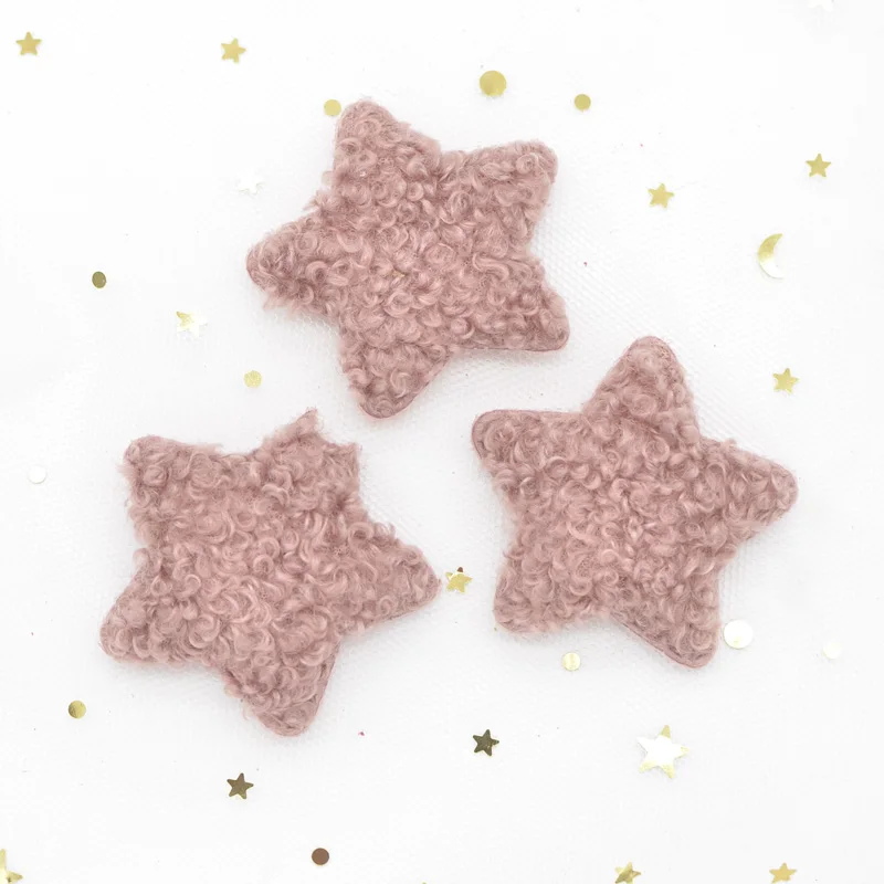 Red Bean 10 шт. Пышное мягкий, плюшевый плюшевые мягкие нашивки с аппликацией в виде звезды; набор «сделай сам» для одежды, товаров народного промысла, шапка, упаковочный пакет, шерстяные перчатки, носки орнамент G44 - Цвет: Red Bean