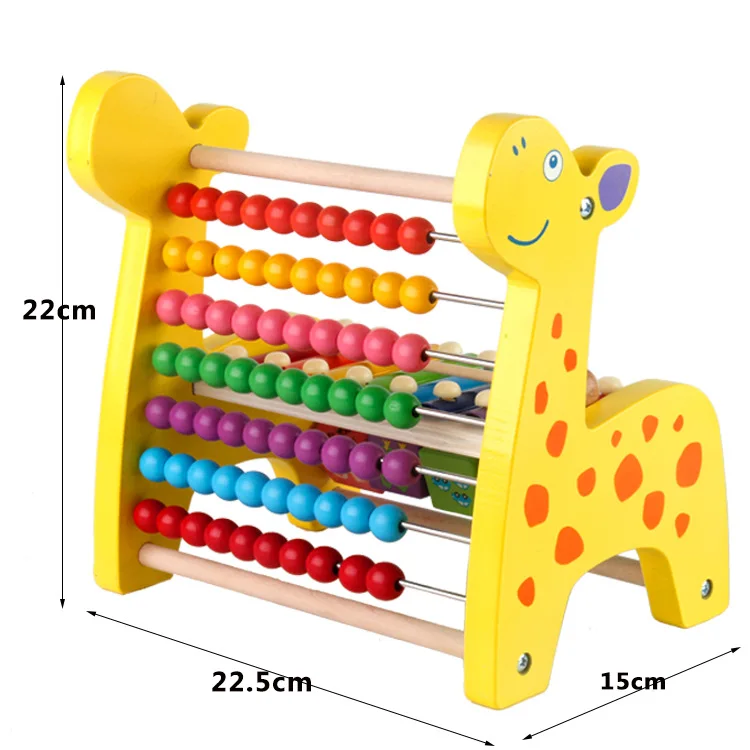 

Wooden Multi-functional Deer Knock Piano Bead-stringing Toy Beaded Bracelet Calculation Frame fan ban jia Three-in-One Children