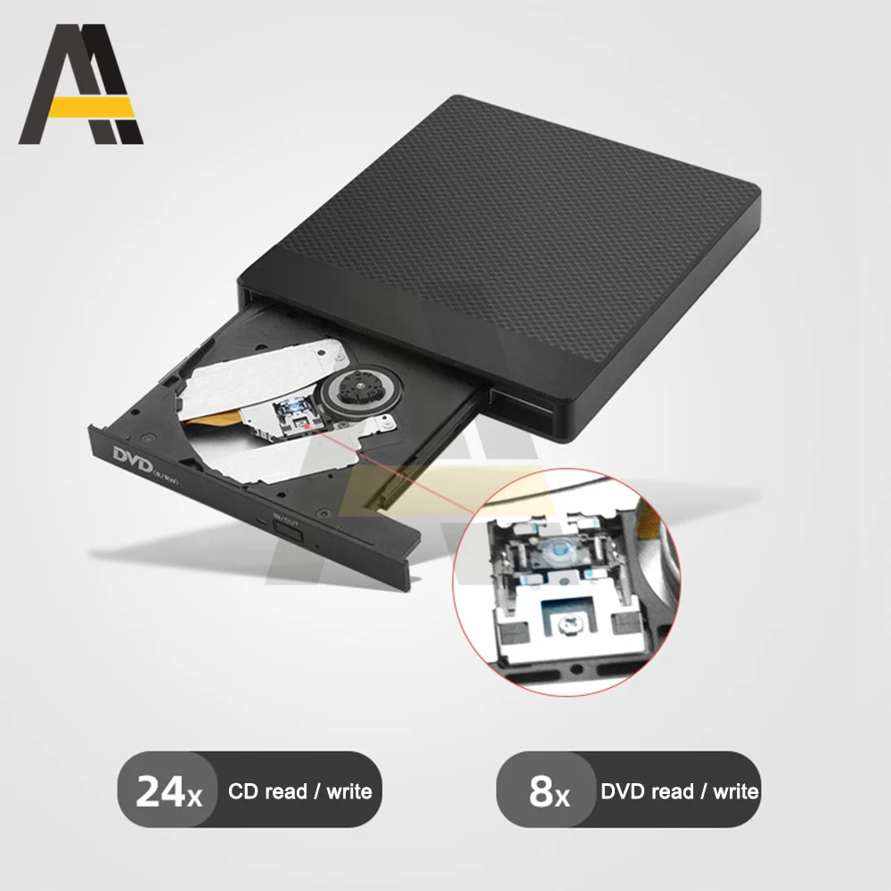 

ABS USB Plug Play Drive External DVD Drive Combo USB+Type-C Dual Interface CD-RW CD+-RW DVD ROM Writer Burner Reader Player