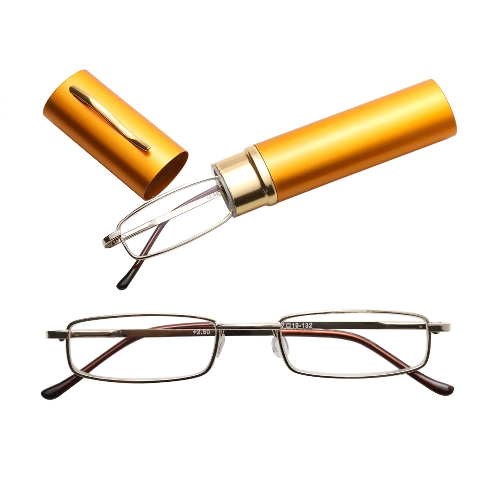 Gran oferta gafas de lectura de resina con marco de acero inoxidable унисекс 1,00-4,00 con caja de tubo plegables antifatiga gafa