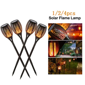 

LED Solar Flame Lamp Flickering 1/2/4pcs Solar Landscape Lawn Lamp Outdoor Waterproof IP65 Yard Garden Torch Light Spotlight
