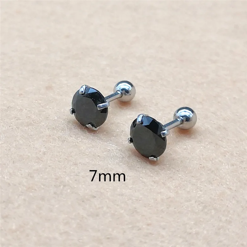 316l Edelstahl Schraub verschluss schwarz runde aaa Zirkon Ohr stecker 2mm bis 8mm klassischer Stil kein Verblassen allergie frei – Detail 7