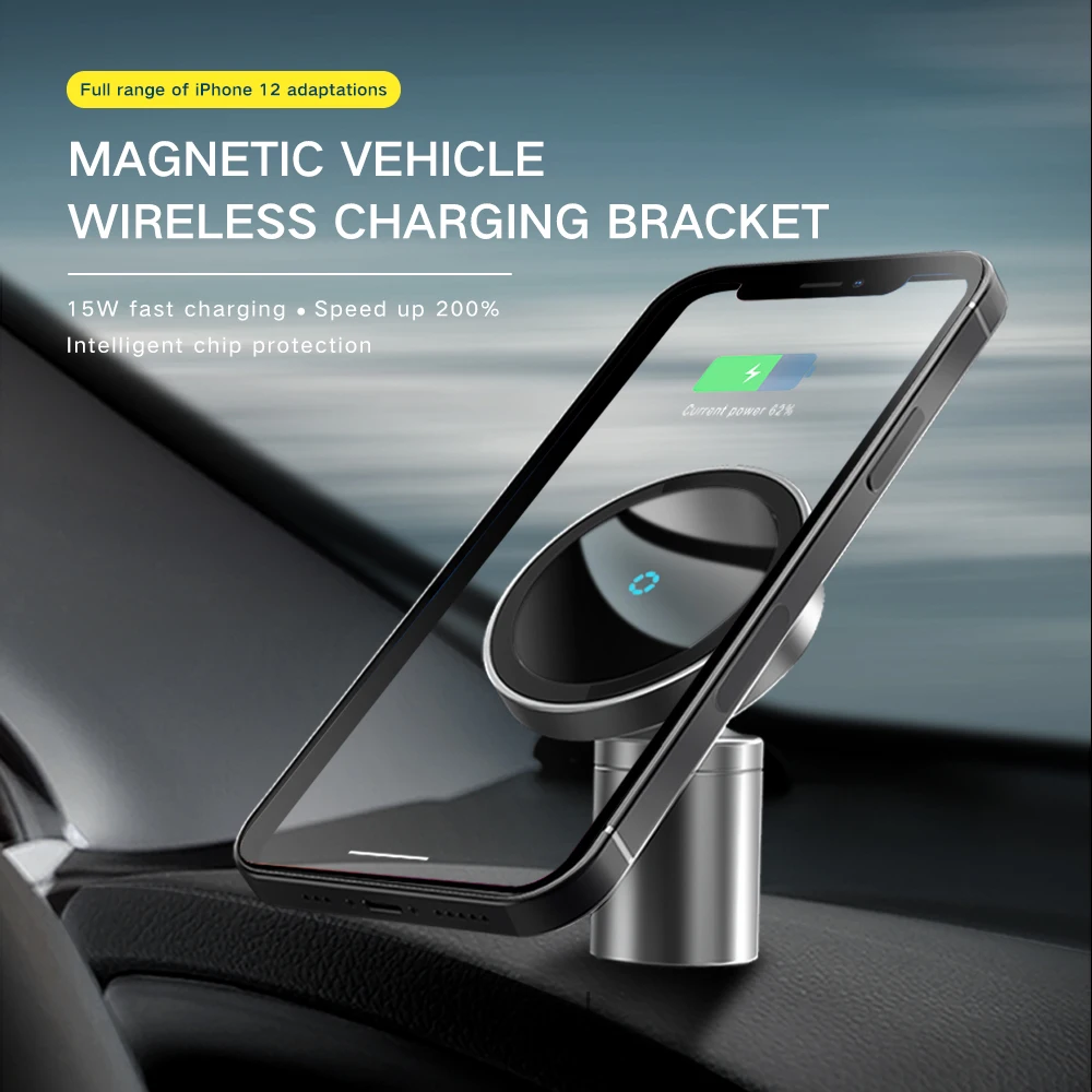 15W New Magnetic Charger for iPhone 12 Pro Max mini Magsafe Car Holder Wireless Charger Charging Car phone holder Stand 2 In 1