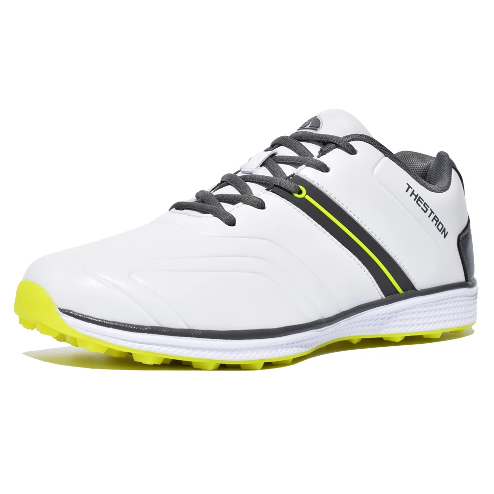 New Men Golf Shoes Waterproof Spikeless/Non-slip Golf Sneakers Lightweight Sport Trainers - Цвет: White