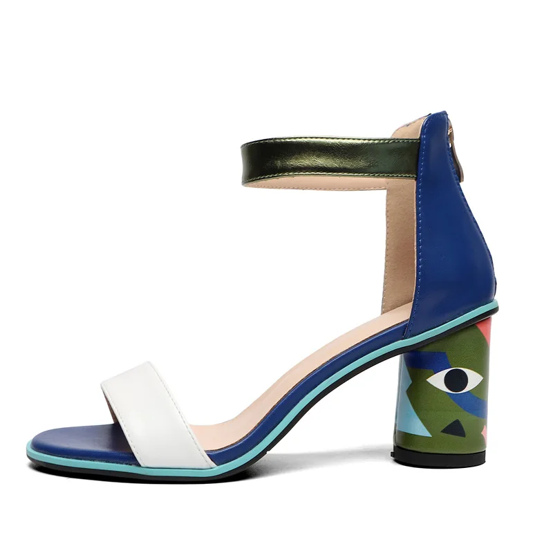 FEDONAS Women Sandals Prints High Heels Summer Party Wedding Shoes Microfiber Woman Sexy Peep Toe Heels Pumps New Sandals