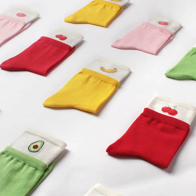 Новинка, оригинальные носки, двухслойные носки, хлопковые носки, носки с фруктами, носки с авокадо