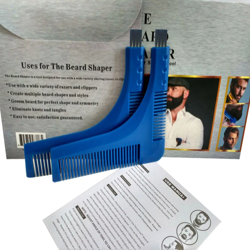 Синий Укладка бороды расческа для коррекции формы бороды инструмент для ухода портативная щетка для усов для мужчин Styler - Цвет: Синий