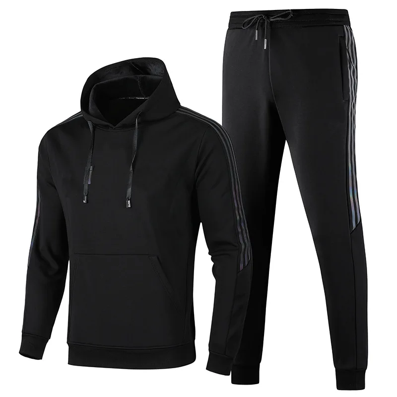 

New Style plus Velvet Sports Set Plus-sized Menswear Thick Warm Hooded Leisure Suit Men Pullover Hoodie Suit