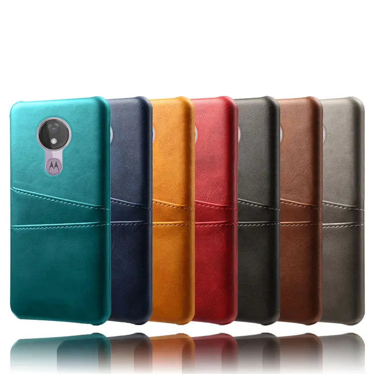 SCK Leather Card Holder Slots Phone Cases For Motorola Moto G7 Power For Europe, USA Case Slim Hybrid Hard Platic Phone Cover