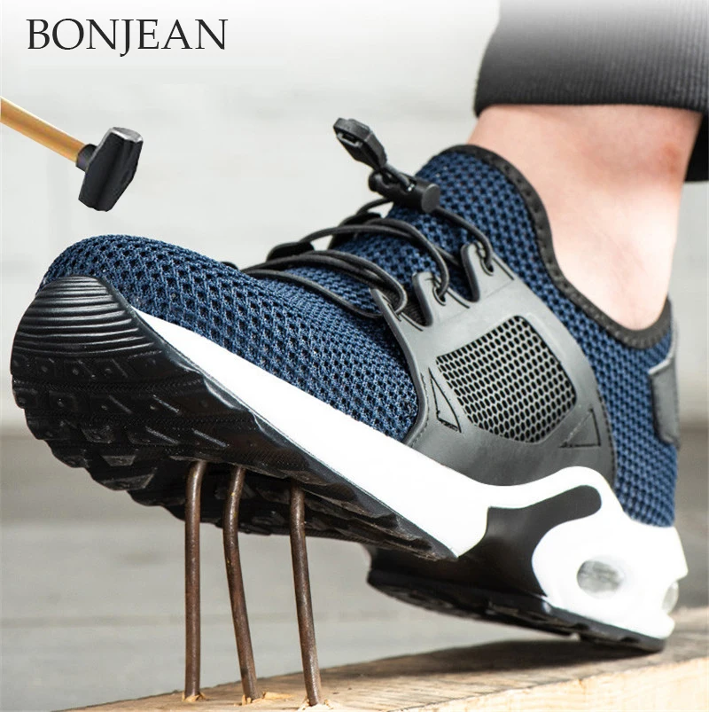 

2019 Men Safety Work Shoes Men Outdoor Steel Toe Footwear Military Combat Ankle Boots Indestructible Stylish Breathable Sneake