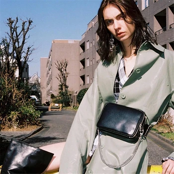 

chains fashion casual New 2019 shoulder dark chain multi-layer breast Fanny pack handbags women bags