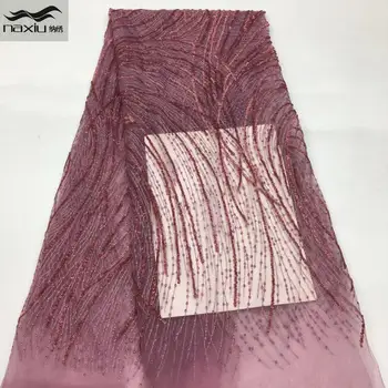 

Madison Onion Pink African French Tulle Lace Fabric 2020 High Quality Lace Nigerian Sequence Net Lace Material For Women Dress