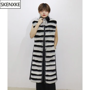 

New Fashion Girls Genuine Rex Rabbit Fur Vest Lady Winter Warm Soft Fluffy Real Fur Gilet Long Style Women Natural Fur Waistcoat
