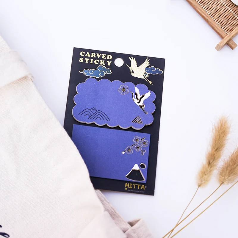 Crane carved notepad planner stickers page tabs memo pads page markers sticky notes office decoration school supplies 20 sheets