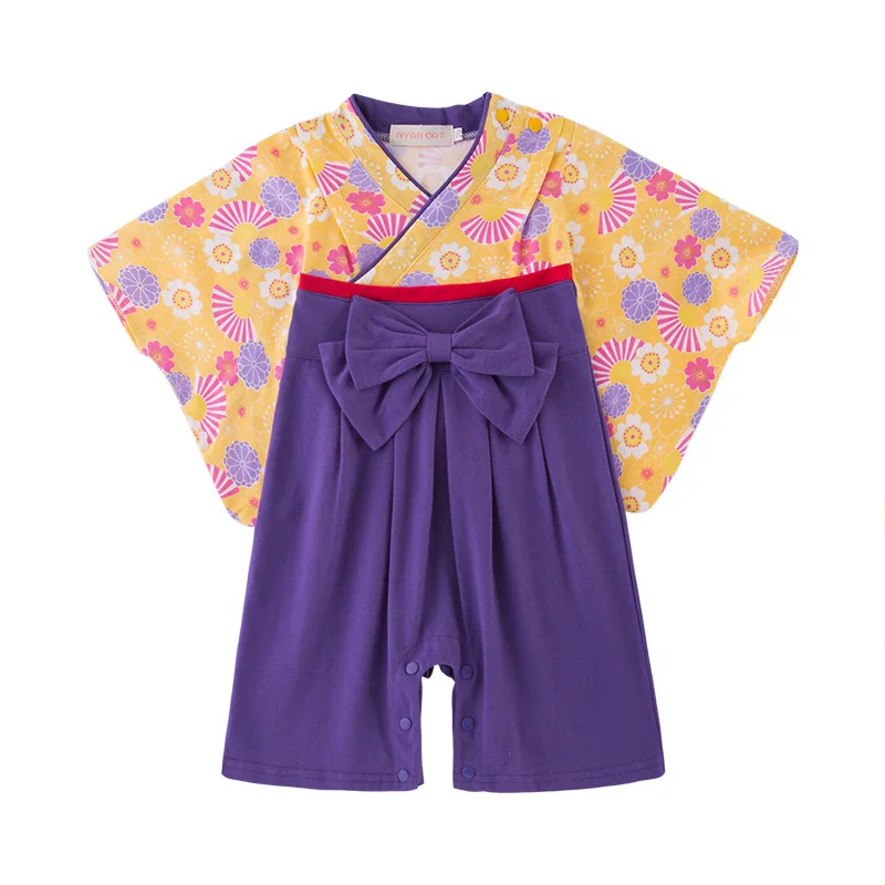 Baby Girl Rompers Japanese Style Kawaii Girls Floral Print Kimono Dress for Kids costume Infant Yukata Asian Clothes best baby bodysuits Baby Rompers