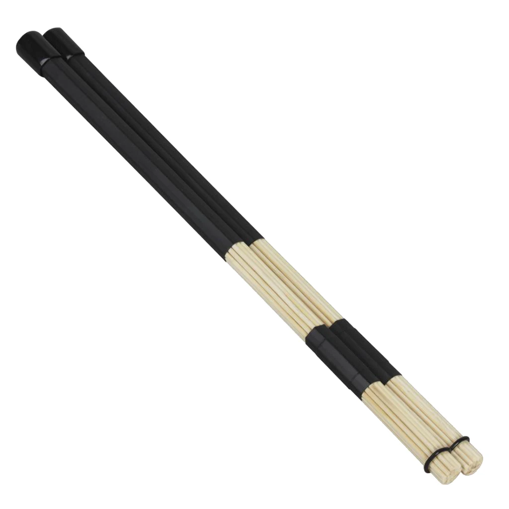 1 Pair Wooden Drum Rod Brushes Drumsticks for Cajon Jazz Drum Accessory, Black