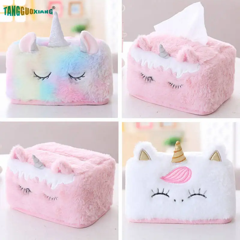 Креативная плюшевая коробка для салфеток с единорогом бумажная kawaii подарок на