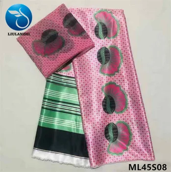 

LIULANZHI african prints satin fabrics 4 yards 2 yards scarf chiffon ankara wax cloth design satin wax printing ML45S01-29