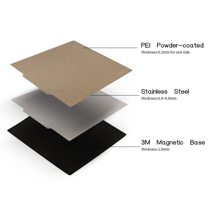 petg transparent Flexplate Custom  Ender-2 3D Printer 165x165mm Spring Steel Sheet One Side Textured PEI Powder Coated Build Plate with Base carbon petg