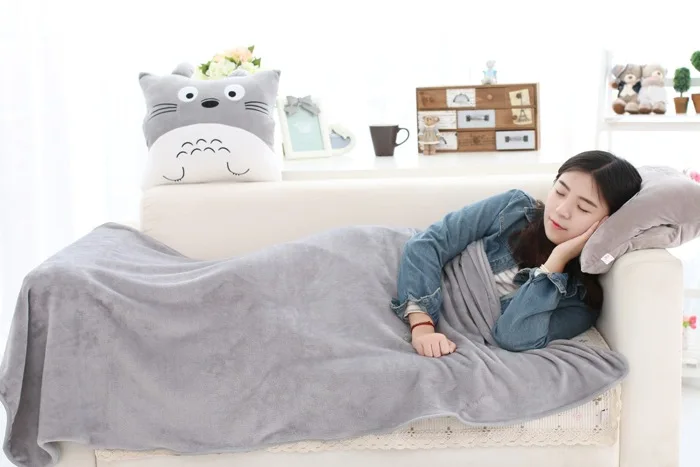 Cartoon Pillow Blanket Dual Purpose Students Napping Pillow Office Cushion Back Cushion Coral Fleece Blanket Car Airable Cover