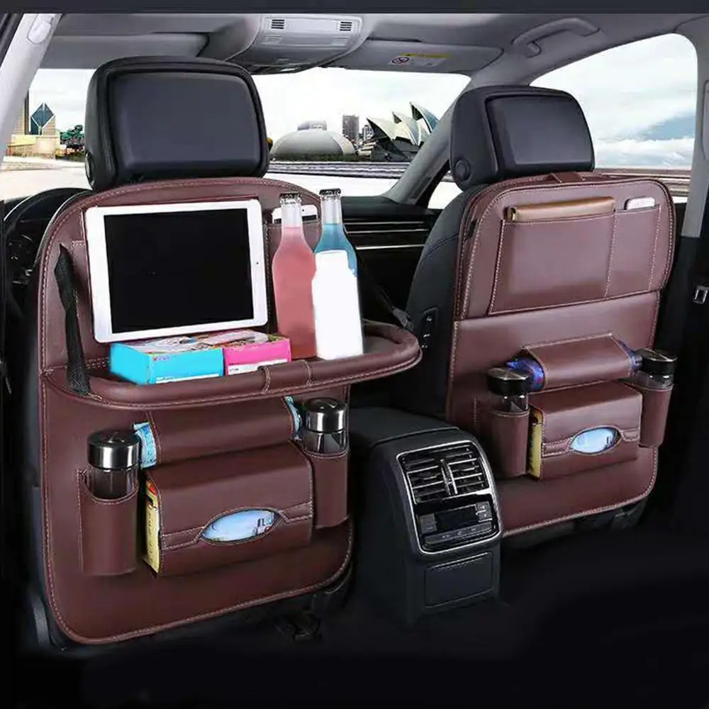 

Car Multi-pocket Seat Hanging Organizer Bag Faux Leather Folding Holder Shelf Larger Protection & Storage Great Travel Accessory