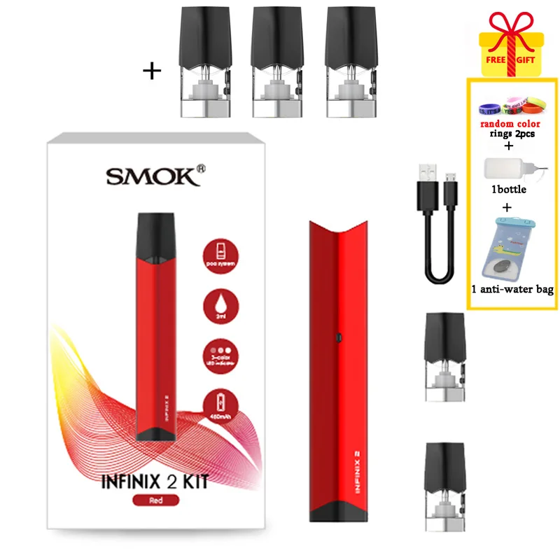 Комплект SMOK INFINIX 2 Pod с воздушным приводом с аккумулятором 450 мАч 2 мл Pod электронная сигарета картридж Vape ручка испаритель - Цвет: Red amd 3Pods