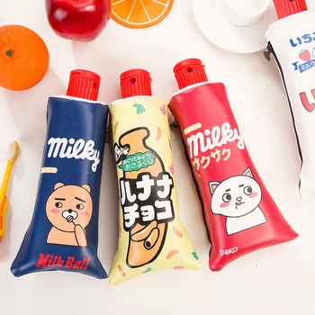 

Storage Bag Cartoon Toothpaste Modeling Storage Bag With Pencil Sharpener Korean Personality Large Capacity Student Pencil Bag