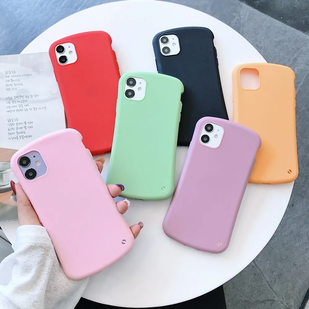 

Pure color frosted waist protection phone case for IPhone 12 mini 11 12 Pro XR X XS Max 6 6S 7 8 plus Waterproof back cover