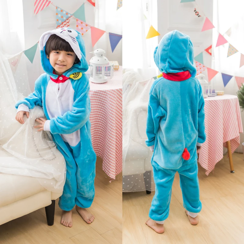 

2019 Unicorn Pajamas Funny Flannel Warm Soft Overall winter Jumpsuit Children Hoodie Animal Pajamas Boys Girls Kugurumi panda