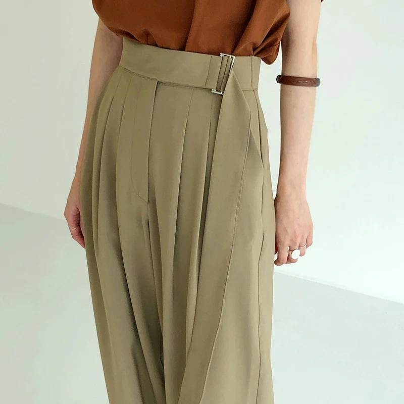 Fashion Belted Women Long Pants High Waist Causal Loose Trouser For Women Pants Elegant Wide Leg Capris Female 2020 Fashion Belted Women Long Pants High Waist Causal Loose Trouser For Women Pants Elegant Wide Leg Capris Female 2020