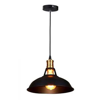 

Retro Industrial Simplicity Chandelier Vintage Ceiling Lamp with Metal Shiny Nordic style Shade (Black)