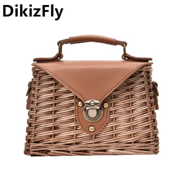 

DikizFly Summer Straw Bag High Quality Rattan Woven Handbag 2020 Fashion Crossbody Bags For Women 2020 Beach Bag Purses Tote Sac