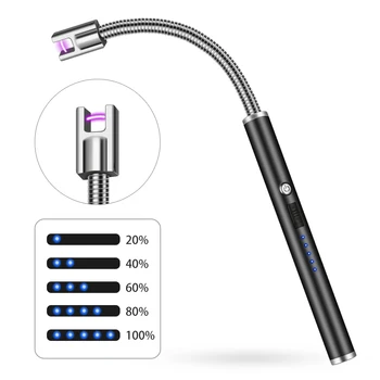 

360 Rotation USB rechargeable cigarette Lighters Long Kitchen Electronic Lighters Windproof Plasma Electric Novelty Lighter ARC