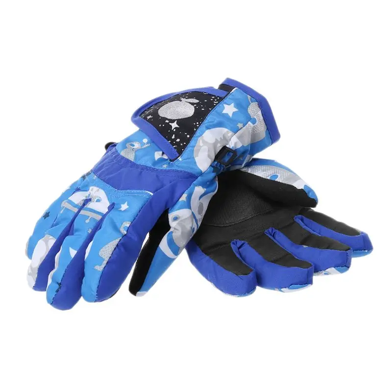 Лыжные перчатки, зимние детские ветрозащитные водонепроницаемые перчатки для сноуборда, аксессуары для езды, и Прямая поставка - Цвет: Blue