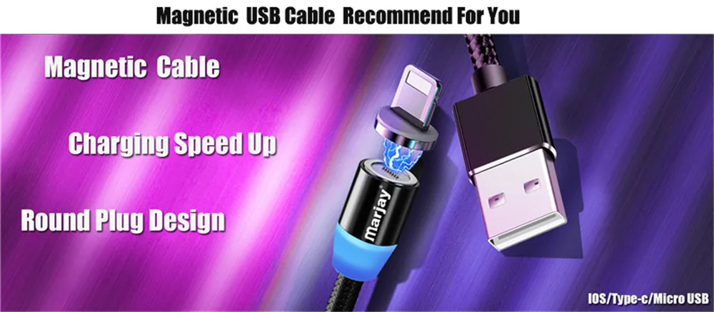 Marjay 1 м 2 м Магнитные кабели Micro Usb шнур для зарядки Быстрая зарядка 3A Microusb Кабели для передачи данных для мобильного телефона магнитные Usb кабели