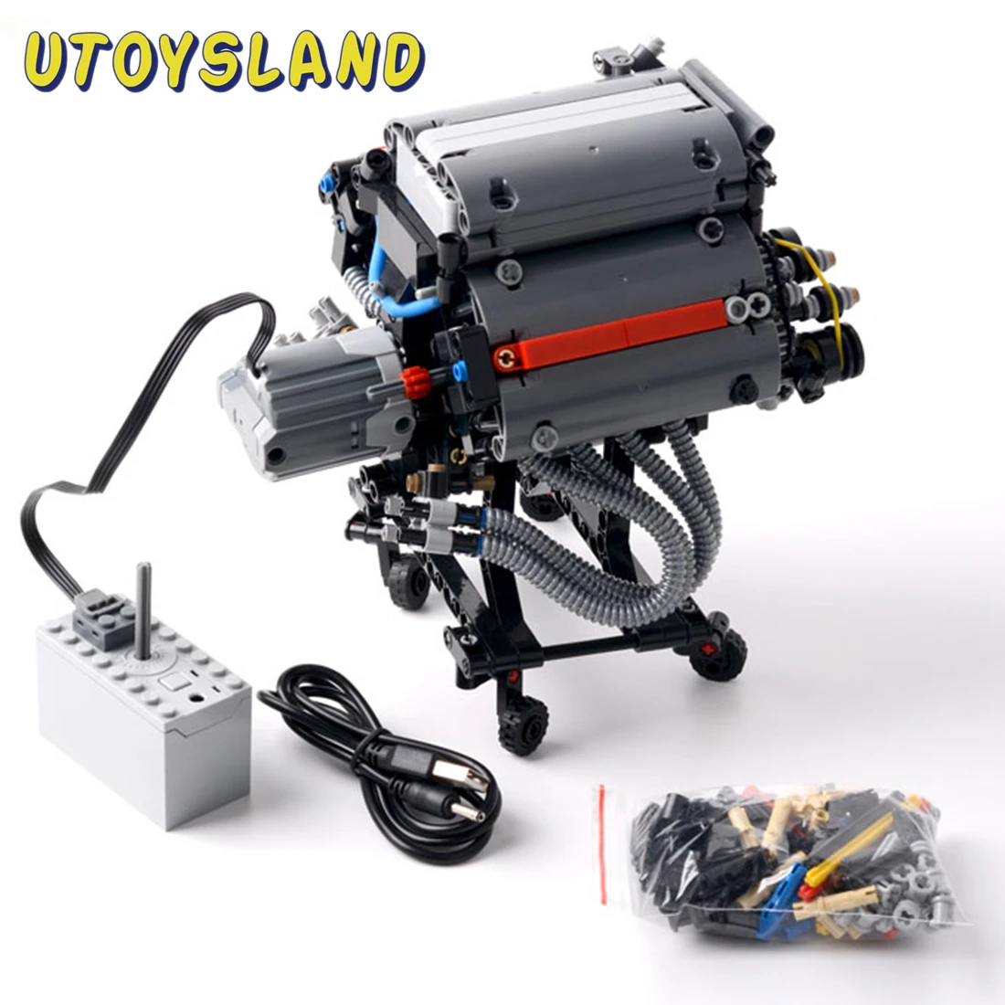 871Pcs Dynamic Version 32 Air Valve 8-Cylinder 4-Stroke Engine Building Kit For V8 Model MOC Small Particle Children Toys | Игрушки и