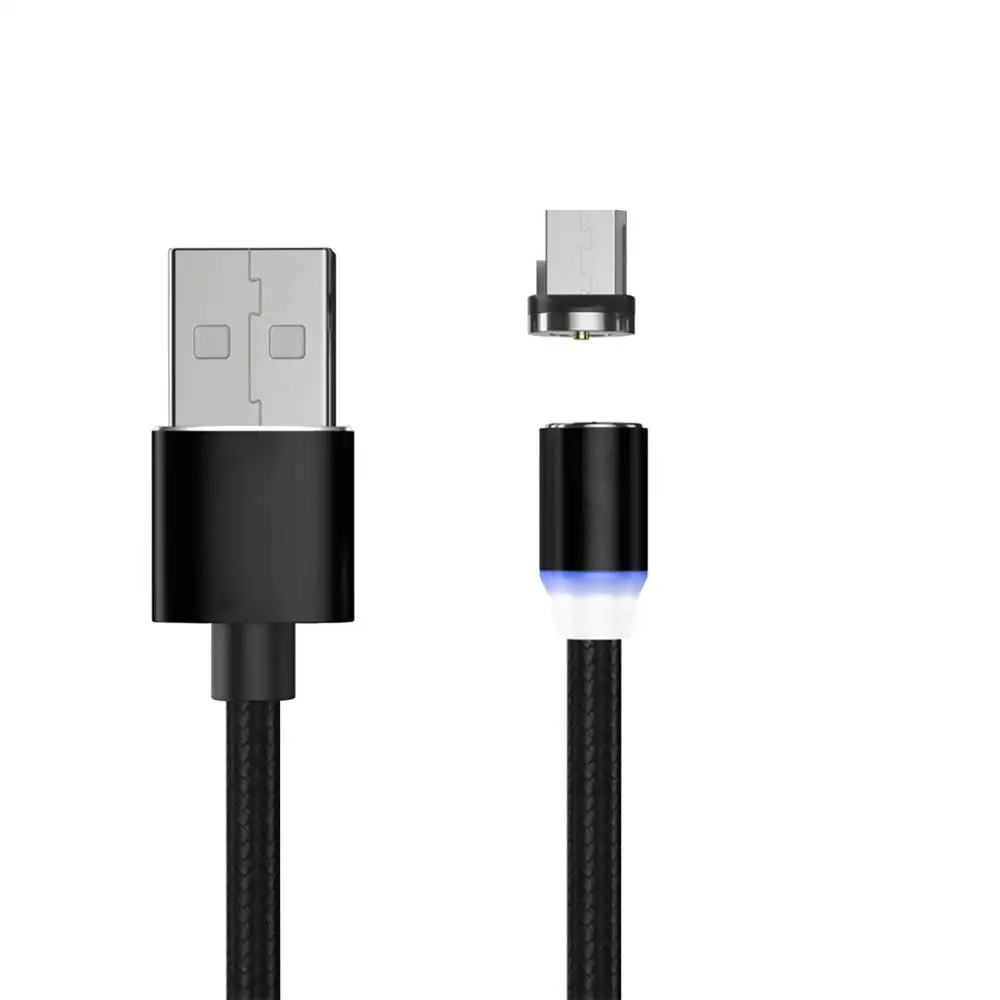 1 м Магнитный кабель Micro usb type C для быстрой зарядки Microusb type-C Магнитный зарядный провод usb c для iphone 11 X Xr usb кабель - Цвет: Black with MicroUSB