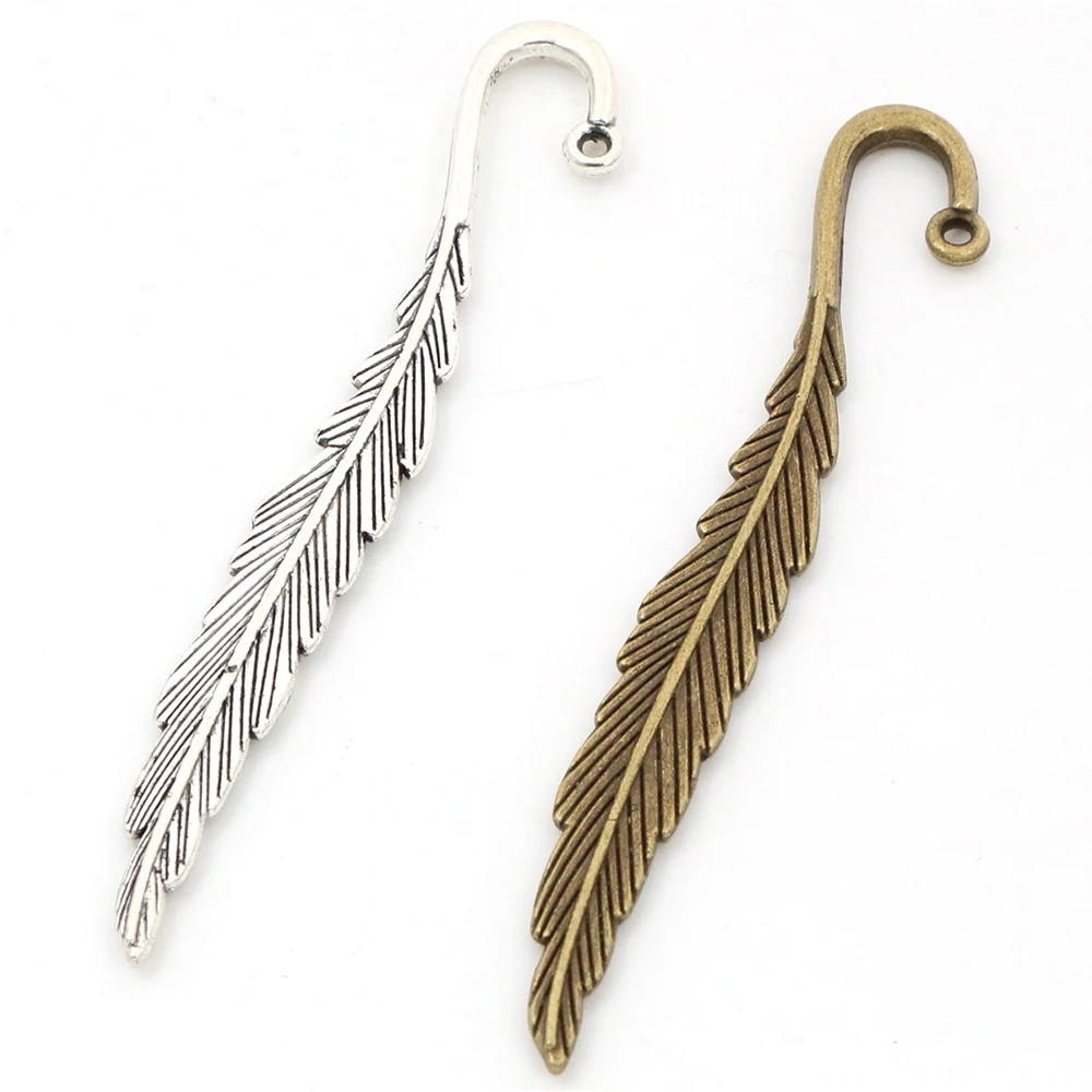 80x8mm 4pcs Antique Silver Plated Bronze Leaf Handmade Charms Pendant:DIY for bracelet necklace and bookmark | Украшения и
