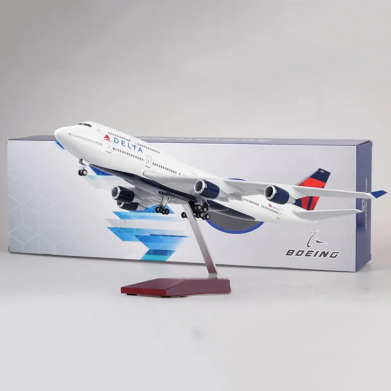 1/150 масштаб 47 см самолет Boeing B747 самолет DELTA авиакомпания Модель W светильник литье под давлением пластиковые смолы самолет для украшения игрушки