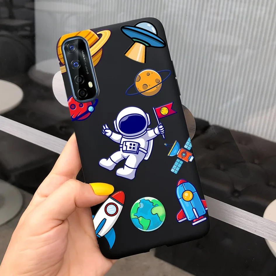 glass flip cover Realme 7 5G Case For OPPO Realme 7 Pro Cover Dinosaur Astronaut Soft Matte Cover For Realme X7 Pro Realme7 7Pro Protector Bumper phone card case Cases & Covers