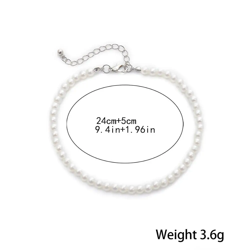 IngeSight.Z Bohemian Imitation Pearl Anklet Bracelet Summer Beach Simple Anklets On Foot Barefoot Sandals for Women Jewelry Gift - Image 6