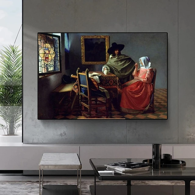 Vermeer Wein Glas Leinwand Gemälde Porträt Poster und Drucke Wand Kunst  Bilder für Wohnzimmer Hause Wand Dekoration Cuadros - AliExpress