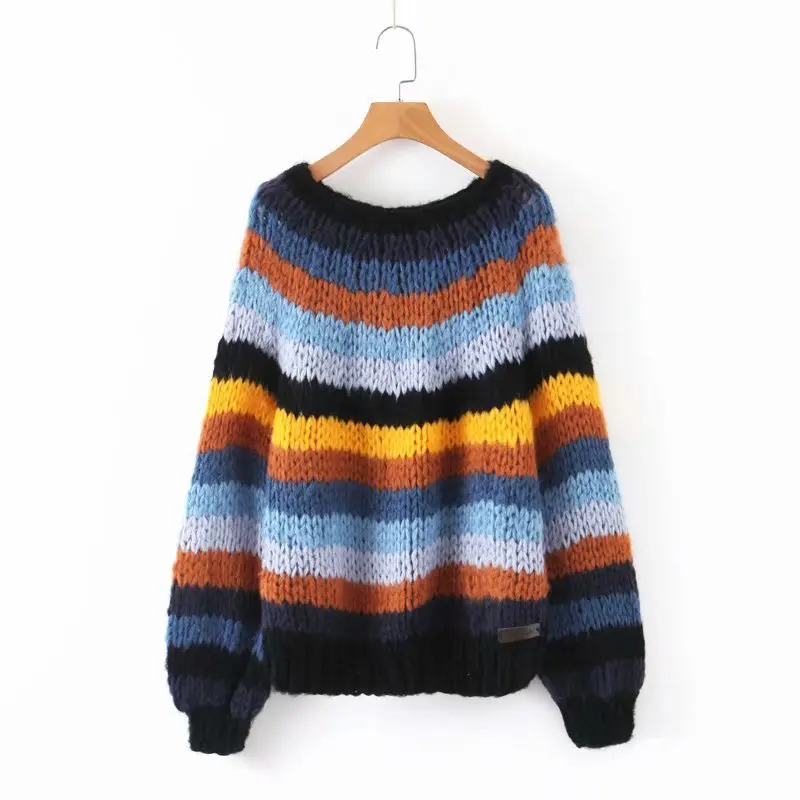 Популярный полосатый пуловер Linjia 138-9122 в европейском и американском стиле