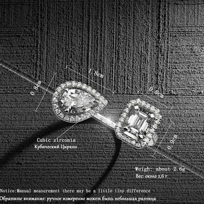 RAKOL роскошный геометрический кубический цирконий Открытые Кольца для женщин Мода юбилей вечерние ювелирные изделия RR20108