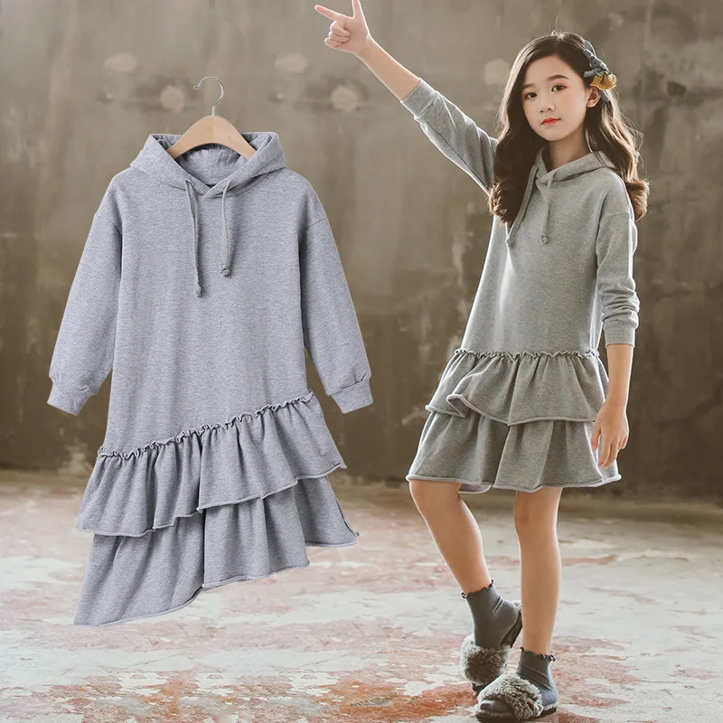 Платье для девочек коллекция года, новое осеннее платье для девочек модные дизайнерские Детские платья для девочек-подростков, повседневная одежда для детей 6, 8, 10, 12 лет